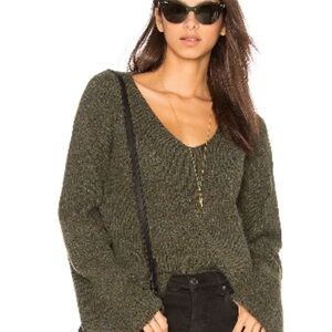 Heartloom V-Neck Sweater in Forest Green